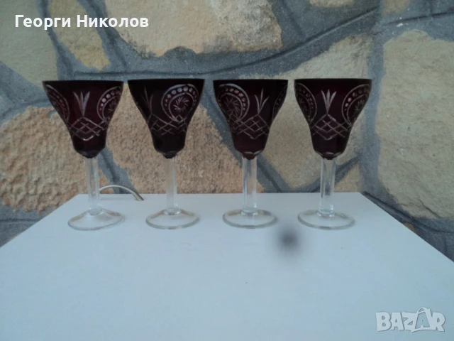 Кристални чаши цветен червен кристал, снимка 1