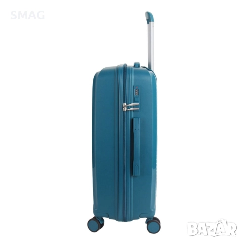 Куфар с колелца 58л, петролен_1233326, снимка 3 - Куфари - 52199671