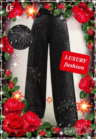 Дамски дънки с кристали, снимка 2 - Дънки - 52421864