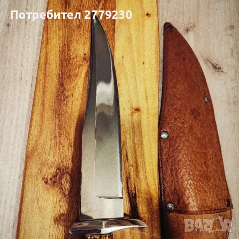 Ловен масивен нож с изобразен Бухал и Еделвайс  , снимка 8 - Ножове - 49863104