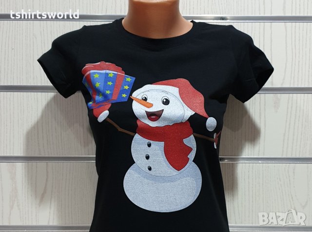 Нова дамска коледна тениска с дигитален печат Снежко, Снежен човек, снимка 5 - Тениски - 31116106