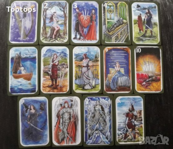 80 таро карти с кант и малка книжка: Fantastic Myths and Legends Tarot, снимка 11 - Карти за игра - 34436817
