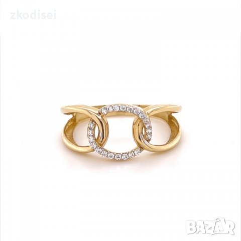 Златен дамски пръстен 2,3гр. размер:58 14кр. проба:585 модел:11774-4, снимка 1 - Пръстени - 38846066