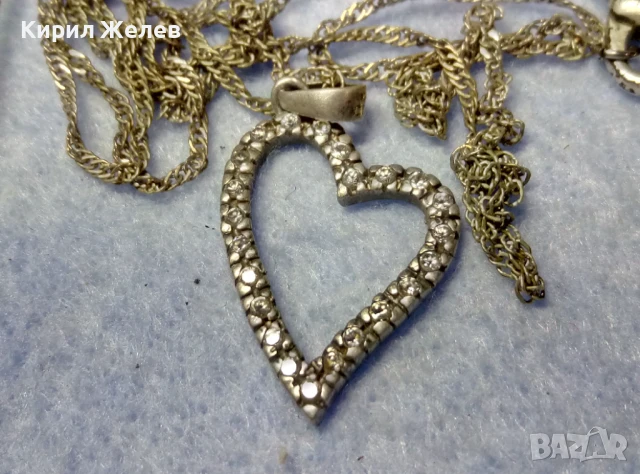 СРЕБЪРЕН ПЕНДАНТ СЪРЧИЦЕ СРЕБРО 925 с ЦИРКОНИ и СРЕБЪРНА 925 ВЕРИЖКА с ПОСРЕБРЕНА ЗАКОПЧАЛКА 49772