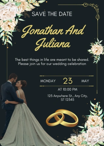 Дизайн на сватбени покани, картички, печати, флаери, менюта, визитки, снимка 11 - Покани - 52256184