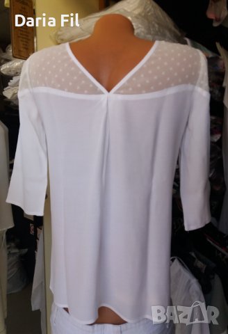 Бяла блуза/риза с дантела и 7/8 дължина на ръкава , снимка 5 - Ризи - 37945390