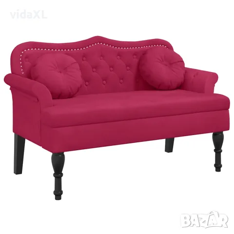 vidaXL Пейка с възглавници, виненочервена, 120,5x65x75 см, кадифе