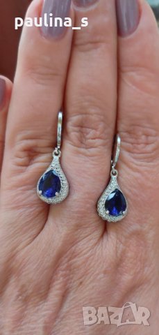 Два (2) броя / Обеци с цирконии, снимка 4 - Обеци - 29013366