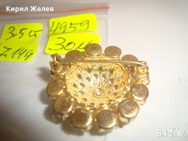 ПОЗЛАТЕНА с КАМЪНИ ЦИТРИН ФИЛИГРАННА РЕТРО АРТ БРОШКА 4959, снимка 4 - Антикварни и старинни предмети - 30436208