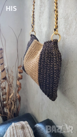Луксозни плетени дамски чанти, ръчно изработени, с дълга дръжка за през рамо, , снимка 11 - Чанти - 40479121