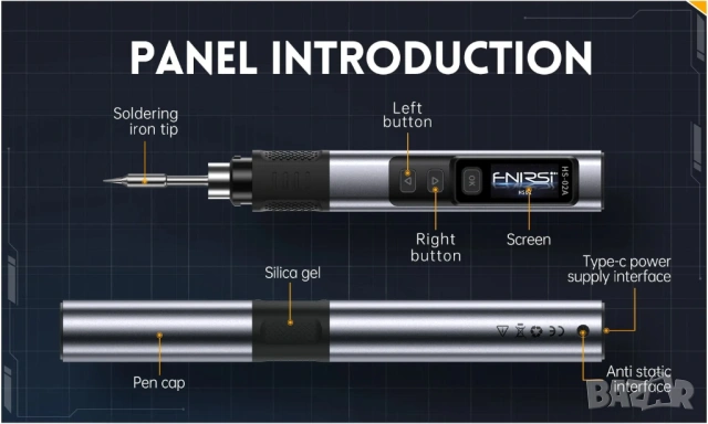 Професионален смарт поялник FNIRSI HS-02 с 6 човки, снимка 16 - Друга електроника - 54003479