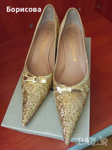 Златисти официални обувки Euro Donna, снимка 8 - Дамски елегантни обувки - 36717444