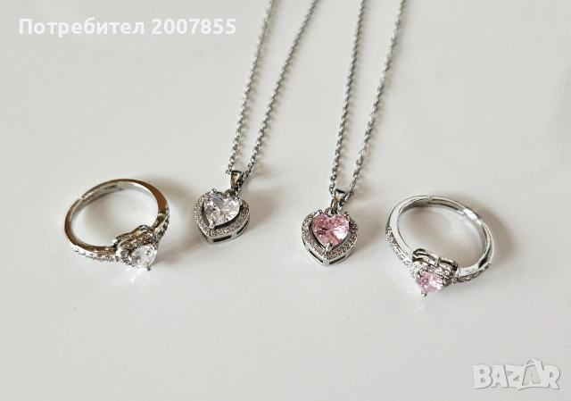 Комплект пръстен и колие с кристали , снимка 4 - Бижутерийни комплекти - 53995749