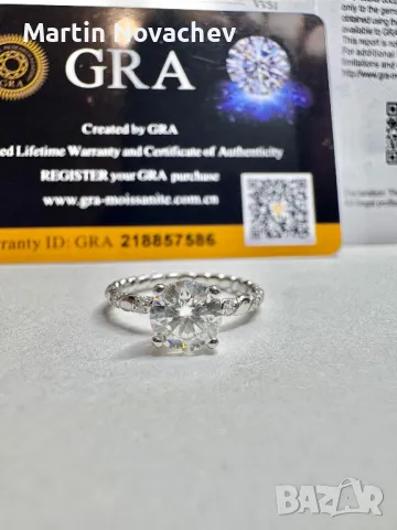Сребърен пръстен с мойсанит (Диамант) 1 карат, снимка 1