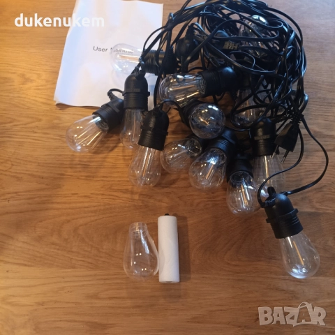 16м Външни гирлянди с 15+1 S14 LED крушки, IP65, нечупливи, топла светлина, снимка 8 - Лед осветление - 52638101