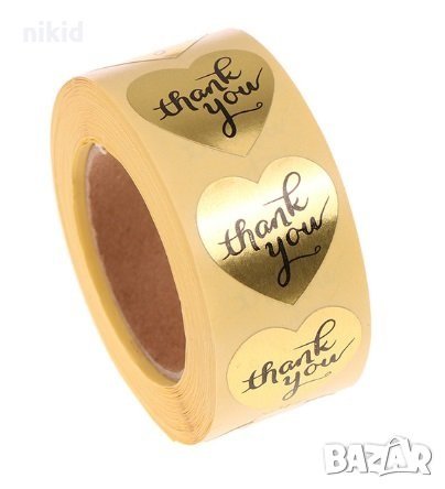 100 бр Thank You сърце сърца малки самозалепващи лепенки стикери за ръчна изработка за подарък, снимка 3 - Други - 30837645