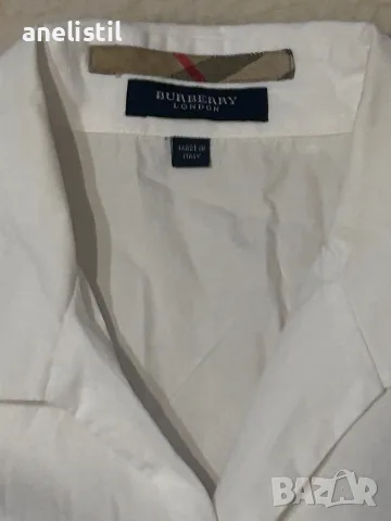 Дамска бяла риза BURBERRY London – карирани маншети, гр. об. 90 см, снимка 2 - Ризи - 55871874