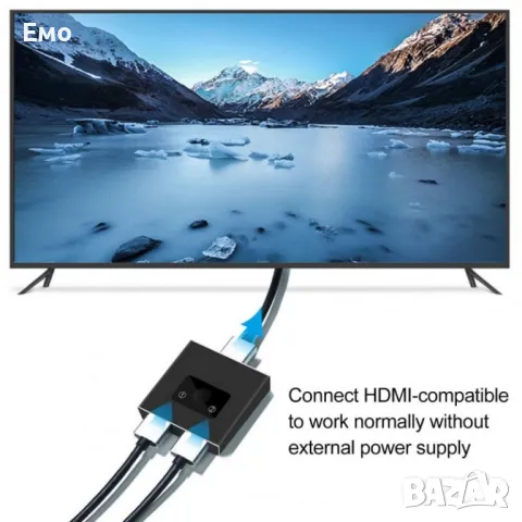 Двупосочен HDMI суич - 3D, 1080p, 4K, 2K @ 30Hz , снимка 8 - Кабели и адаптери - 48436862
