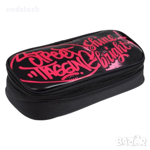 Несесер за училище Decks, Черен - Розов, 23x5x10см ., снимка 3 - Ученически пособия, канцеларски материали - 51675661