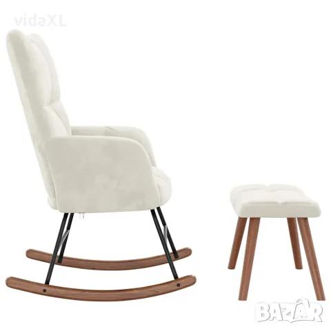 vidaXL Люлеещ се стол с табуретка, кремавобял, кадифе, снимка 6 - Столове - 56146914