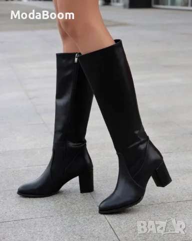 Ботуши на ток - Кожа, снимка 3 - Дамски ботуши - 48662785