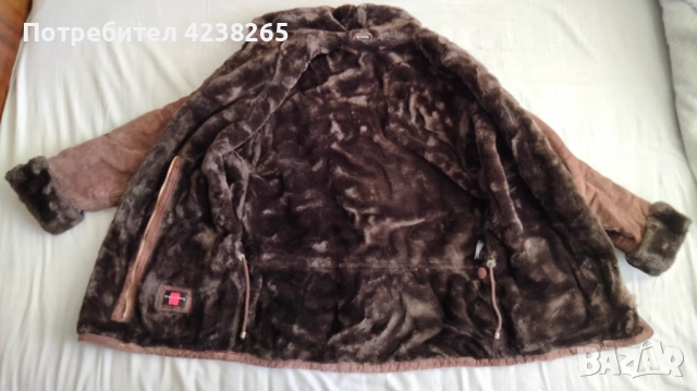 кожено яке "Gallery®"дамско,ново,естествена кожа-велур,размер 46, зимно,с качулка, снимка 3 - Якета - 52824510