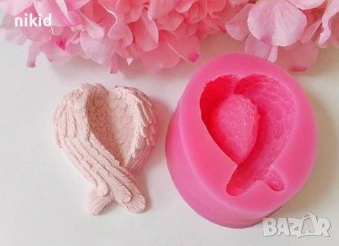 3D Големи кръстосани крила криле цели силиконов молд форма калъп фондан гипс сапун калъп торта