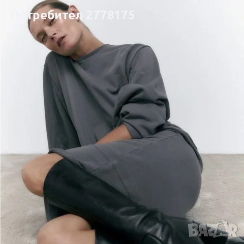 Zara памучна сива рокля, снимка 6 - Рокли - 53277002