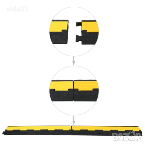 vidaXL Защитна рампа за кабели, 2 канала, гума, 101,5 см, снимка 2 - Кабели - 56145990