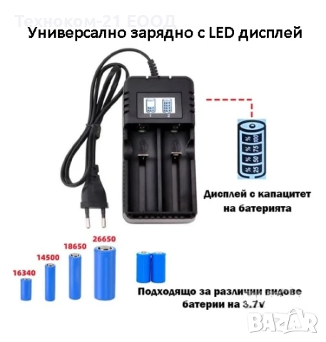 Универсално зарядно за 2 батерии с LED дисплей, снимка 2 - Друга електроника - 51743202