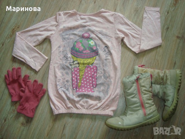 Блузка с подарък ръкавички и ботуши Decathlon №36, снимка 2 - Детски боти и ботуши - 31574525