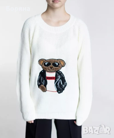 Amisu бял пуловер с мече с подарък чанта, снимка 12 - Блузи с дълъг ръкав и пуловери - 53275830