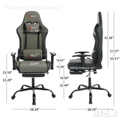 Ергономичен геймърски стол със стойка за крака – комфорт и стил на топ цена!, снимка 6 - Столове - 54045957