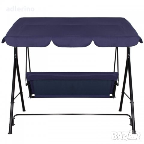 Люлка за веранда за 3 души с покрив, тъмносиньа, градинска люлка, люлка за тераса, люлееща пейка, снимка 5 - Градински мебели, декорация  - 34148547