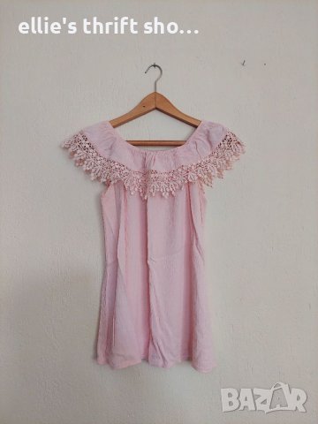 Дамска блуза с паднало рамо и дантела, универсален размер , снимка 1 - Тениски - 38610693