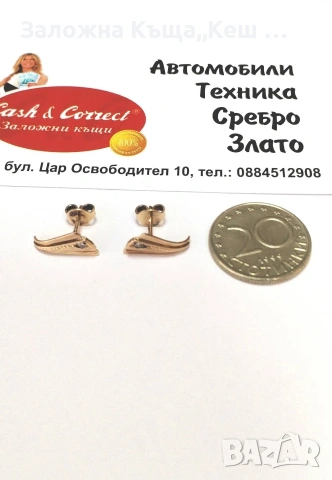 Златни обеци 14К.Тегло 1.75 гр.Цена 134 € (262. 08 лв.), снимка 2 - Обеци - 53070986