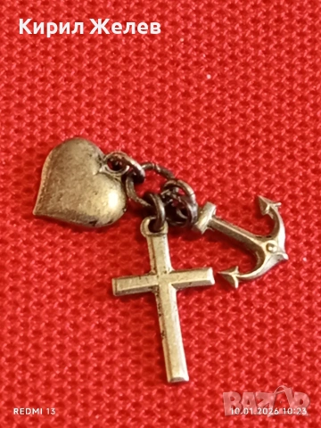 Винтидж сребърна висулка три елемента СЪРЦЕ,КОТВА и КРЪСТ много красив стилен дизайн 52598, снимка 6 - Колиета, медальони, синджири - 53051427