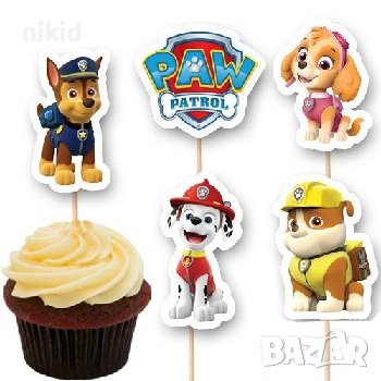 10 бр PAW Pes Patrol Пес Патрул топери клечки за мъфини декорация и украса