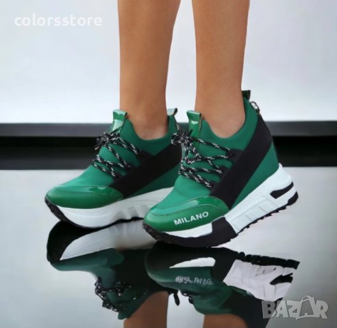 Кецове на платформа - зелени с бяло ходило - F-121