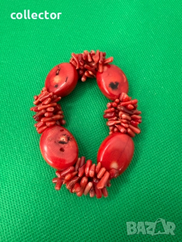 Гривна от естествен червен корал. №7469, снимка 3 - Гривни - 51998544