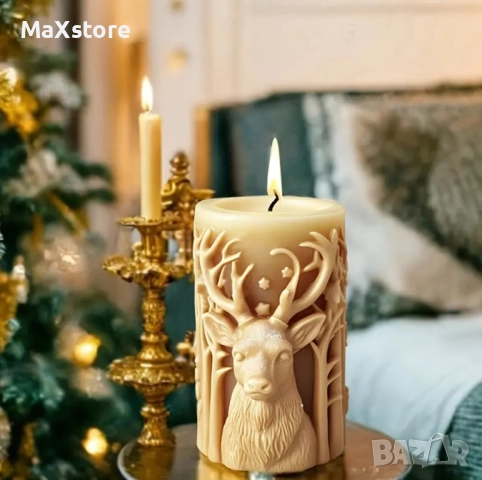 3D 2 модела елен цилиндър Силиконов молд форма за свещи гипс сапун смола , снимка 2 - Форми - 51965169