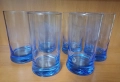 6 големи водни чаши синьо стъкло, снимка 1