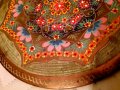 Медна рисувана декоративна чиния, снимка 4