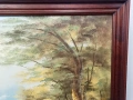 „Спокойствие край езерото“ – Авторска маслена живопис в масивна рамка, снимка 5