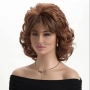 Къса дамска къдрава кафява синтетична перука с бретон, снимка 5