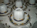 Комплект чаши за кафе Български  порцелен синя ивица златист кант , снимка 4