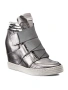 Eva Minge оригинални дамски сребристи кецове на платформа от естествена кожа , снимка 2