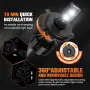 Кутия за работа с кола H4 LED 28000LM крушки за автомобилни фарове, 130W 12V, 6500K бяла, снимка 3