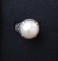 Стар турски пръстен с естествена перла / сребърен пръстен проба 925 , снимка 3
