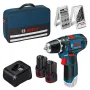 Акумулаторен винтоверт BOSCH GSR 12V-15 Professional 2 x 2,0 Ah батерии зарядно аксесоари чанта, снимка 1